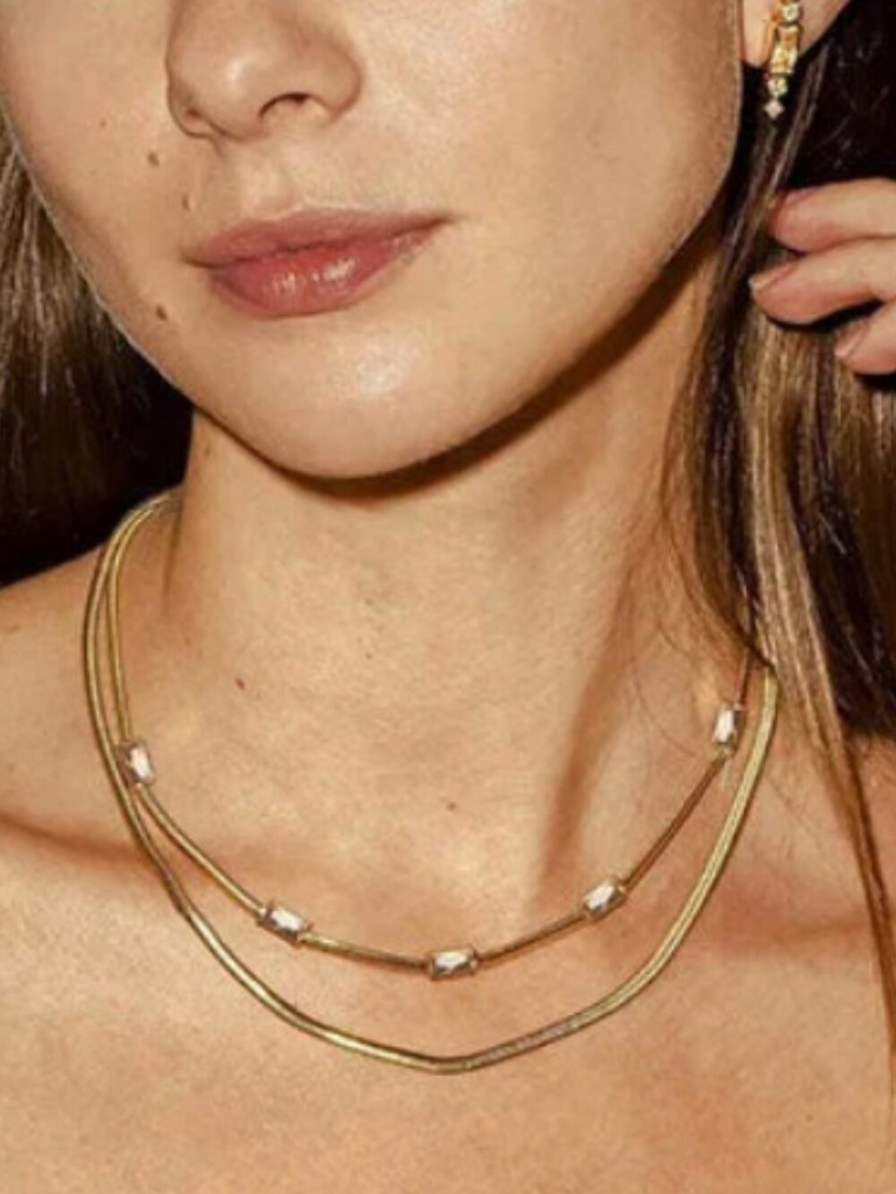 LIKE NEW. BONHEUR JEWELRY Delphine Gold Snake Chain Necklace